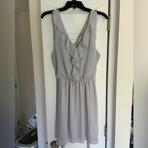 Tie Belt Ruffle V Neck Dress